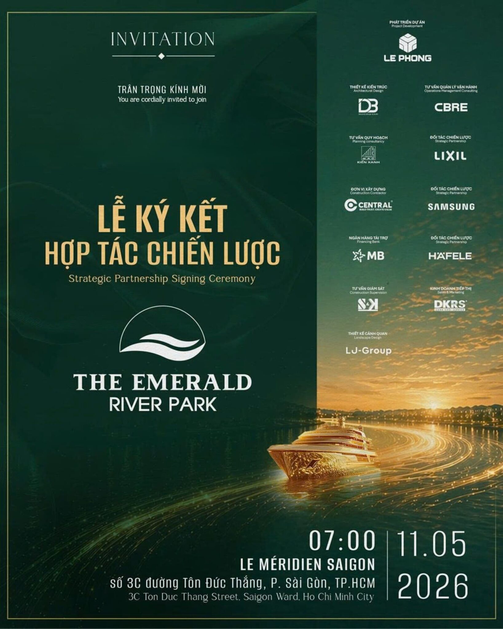 Thư mời Lễ Ký kết Hợp tác chiến lược The Emerald River Park